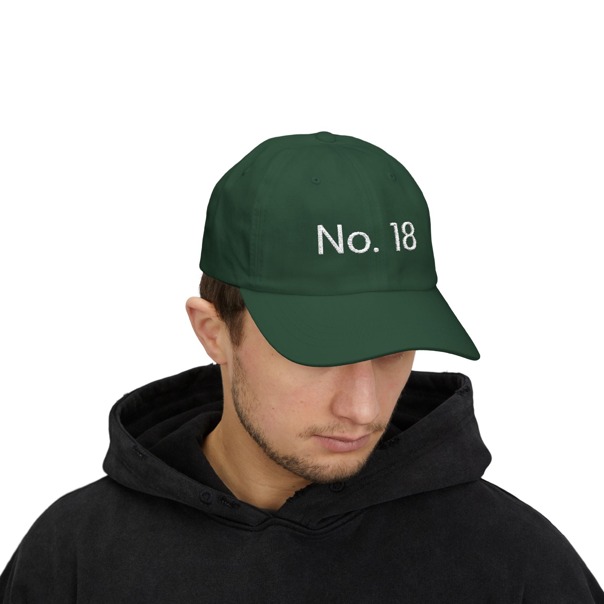 No. 18 Golf Dad Hat Minimalist Green Cap, Classic Golfcore Headwear, Gift for Golfer, Unisex Adjustable Vintage Baseball Hat