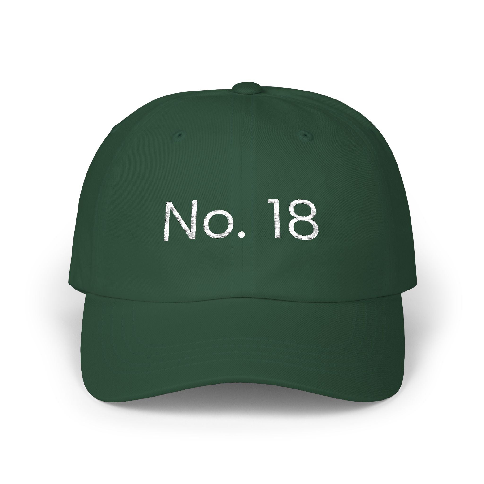 No. 18 Golf Dad Hat Minimalist Green Cap, Classic Golfcore Headwear, Gift for Golfer, Unisex Adjustable Vintage Baseball Hat