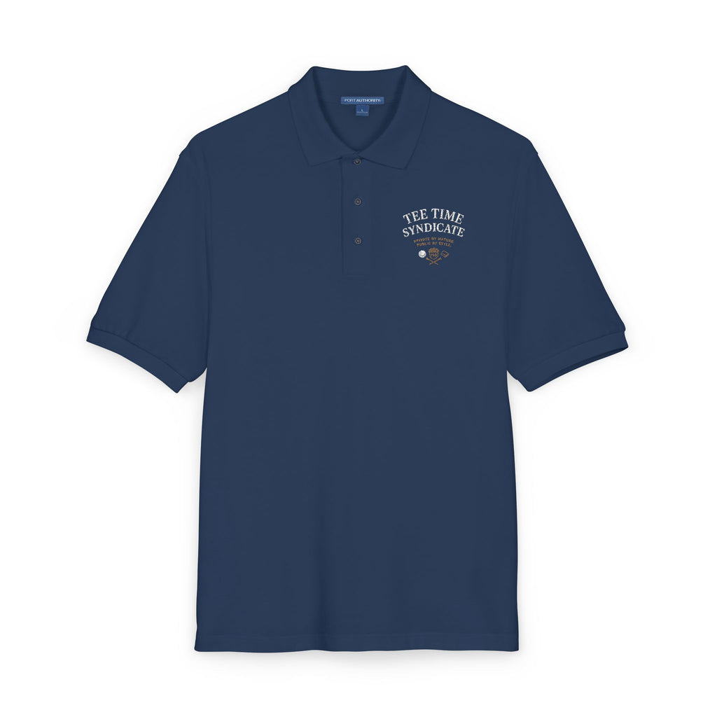 Tee Time Syndicate Golf Polo Embroidered Clubcore Shirt, Prepcore 2.0 Mens Polo, Quiet Luxury Gift for Golfer, Navy Unisex Fit