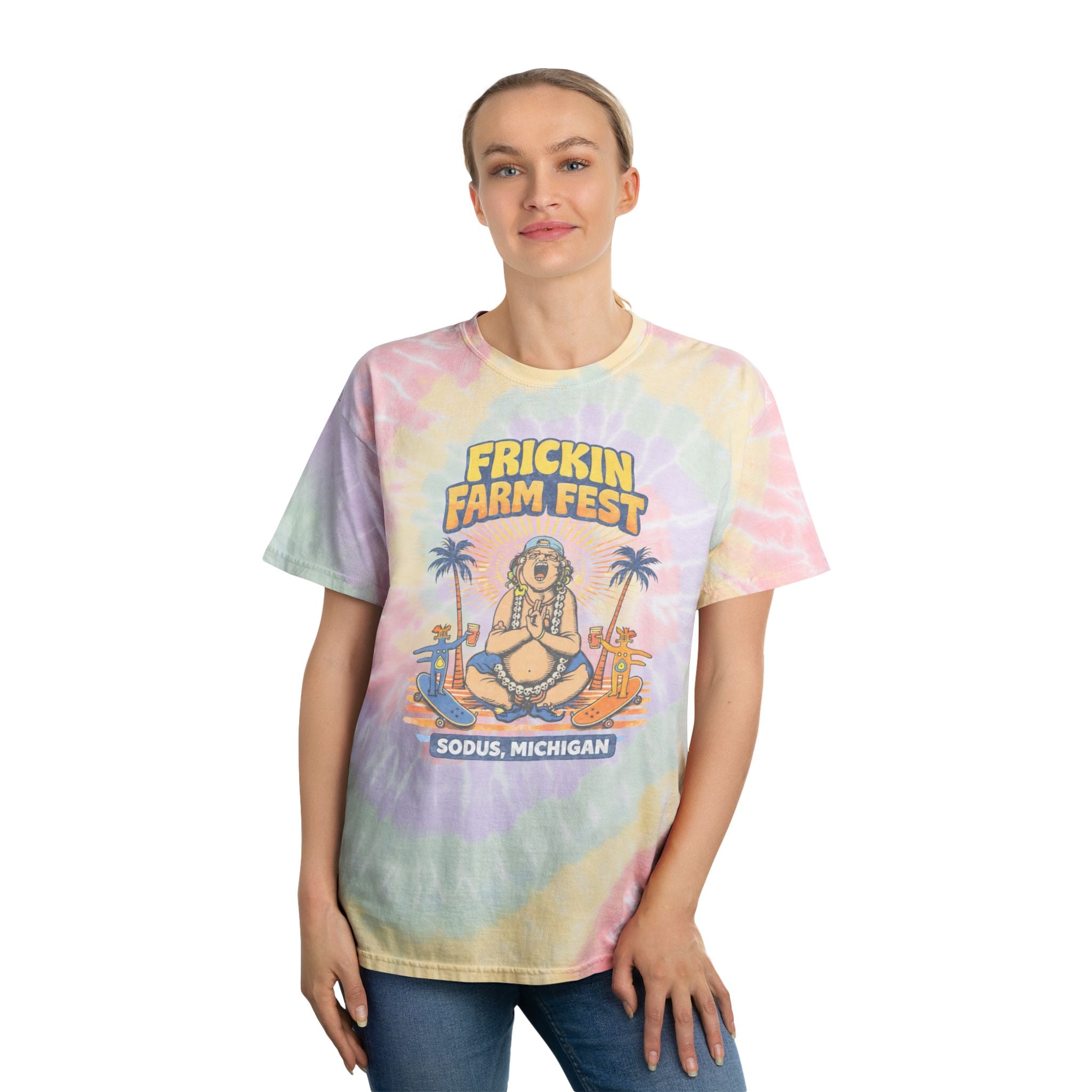 Frickin Farm Fest - Pastel Spiral Tie-Dye Festival Shirt
