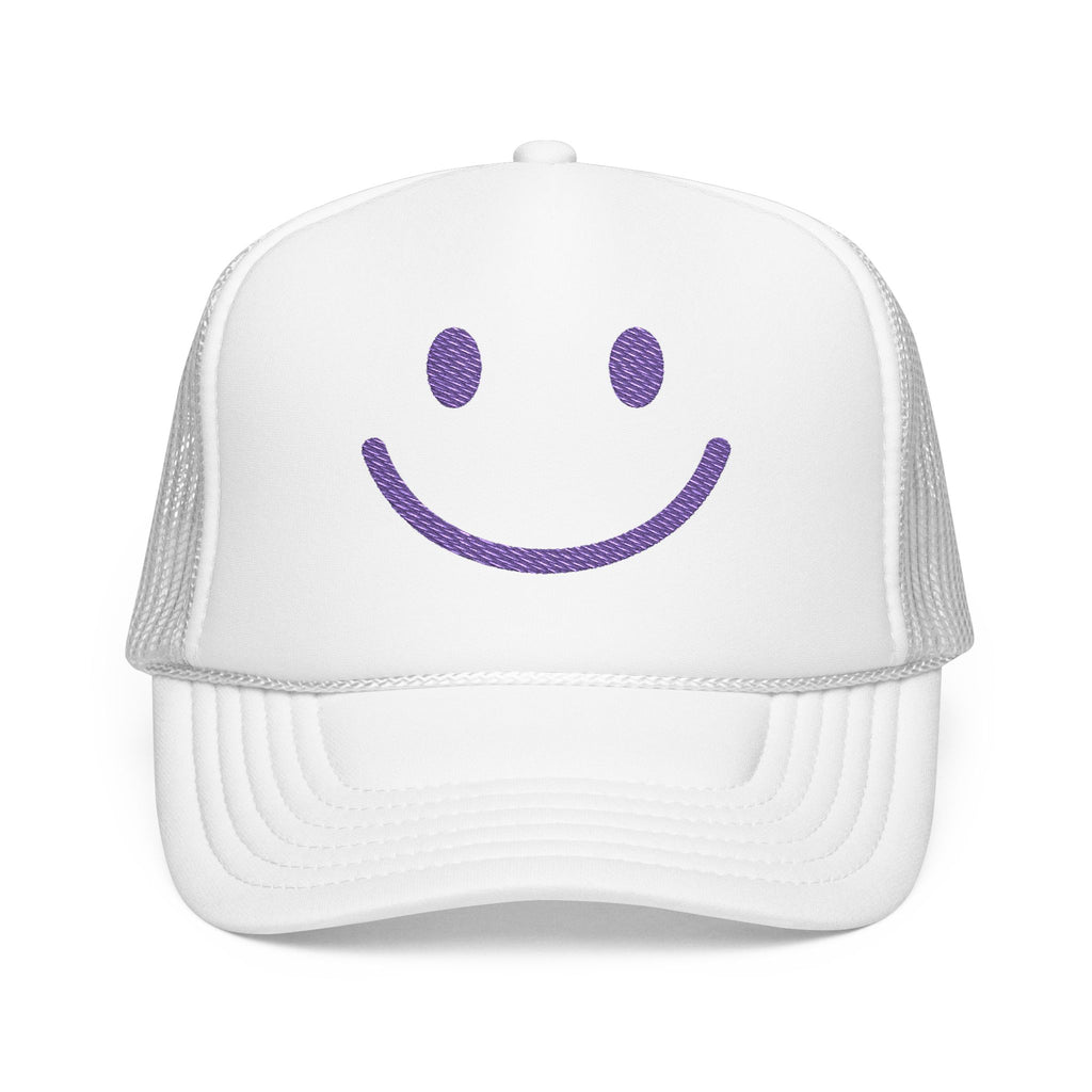 MW25 - Smiley Foam Trucker Hat, Embroidered Cap