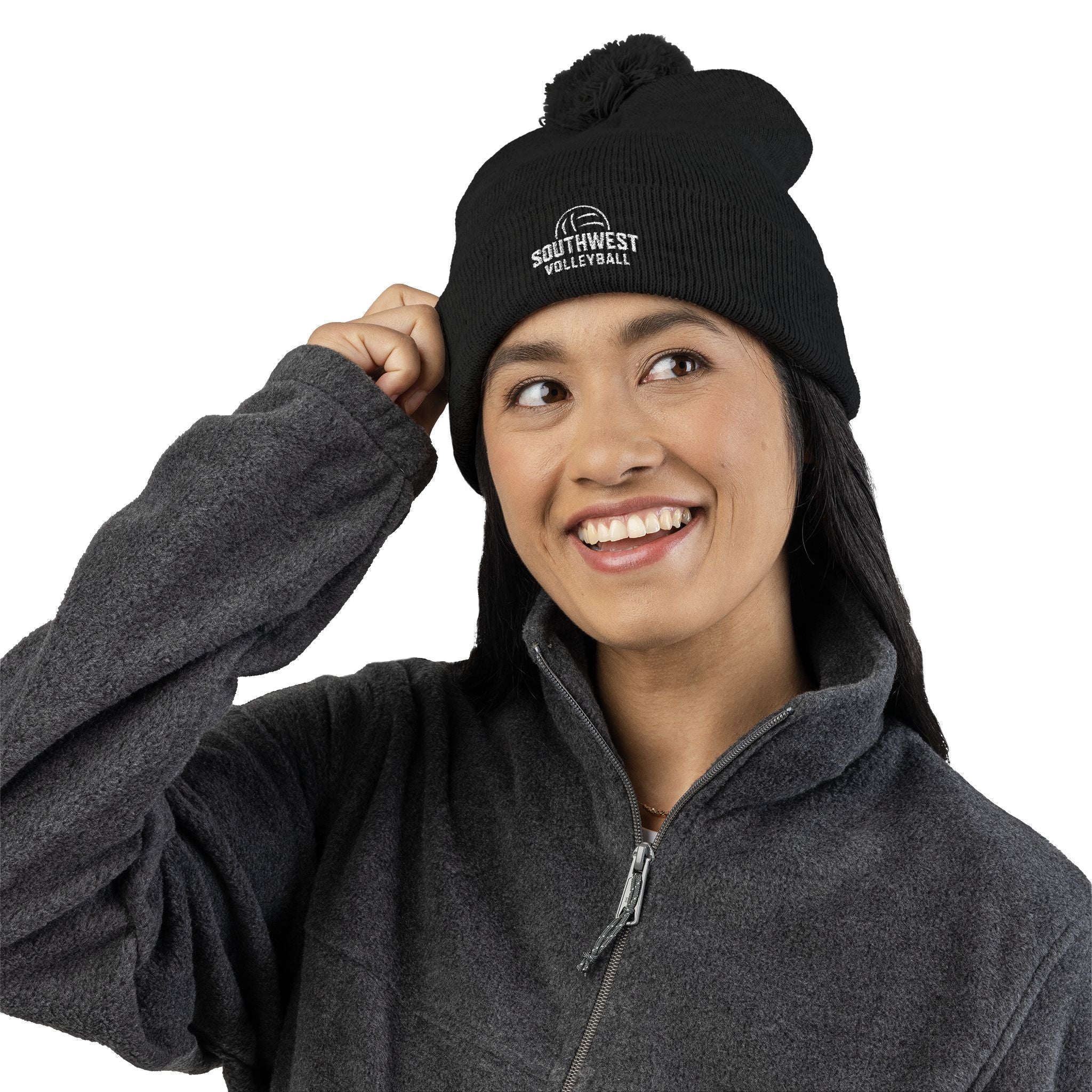 SWVB - Pom-Pom Knit Cap (Embroidered) Black