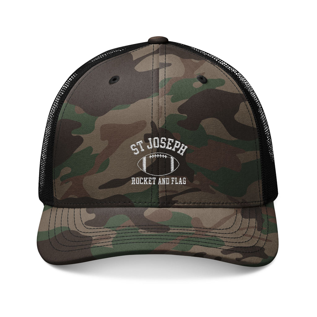SJ Rocket Football - Embroidered Camo Trucker Hat — St. Joseph Rockets and Flags