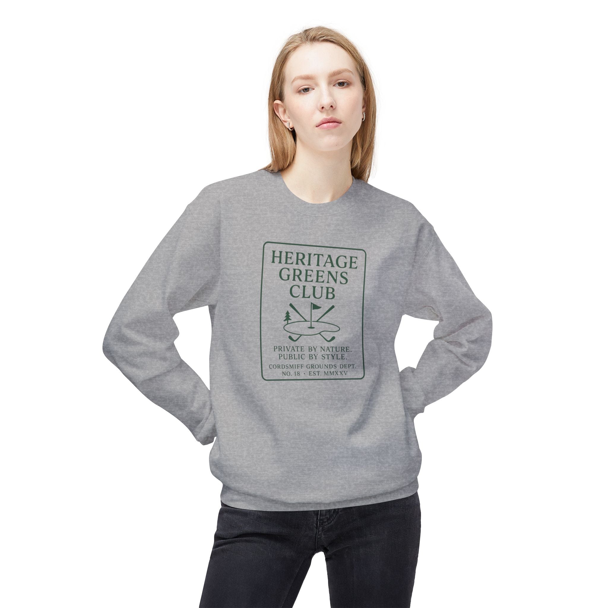 Unisex Golf Sweatshirt Heritage Greens Club Pullover, Fall Gift for Golfer, Preppy Golfcore Crewneck, Vintage Aesthetic Outdoor Shirt