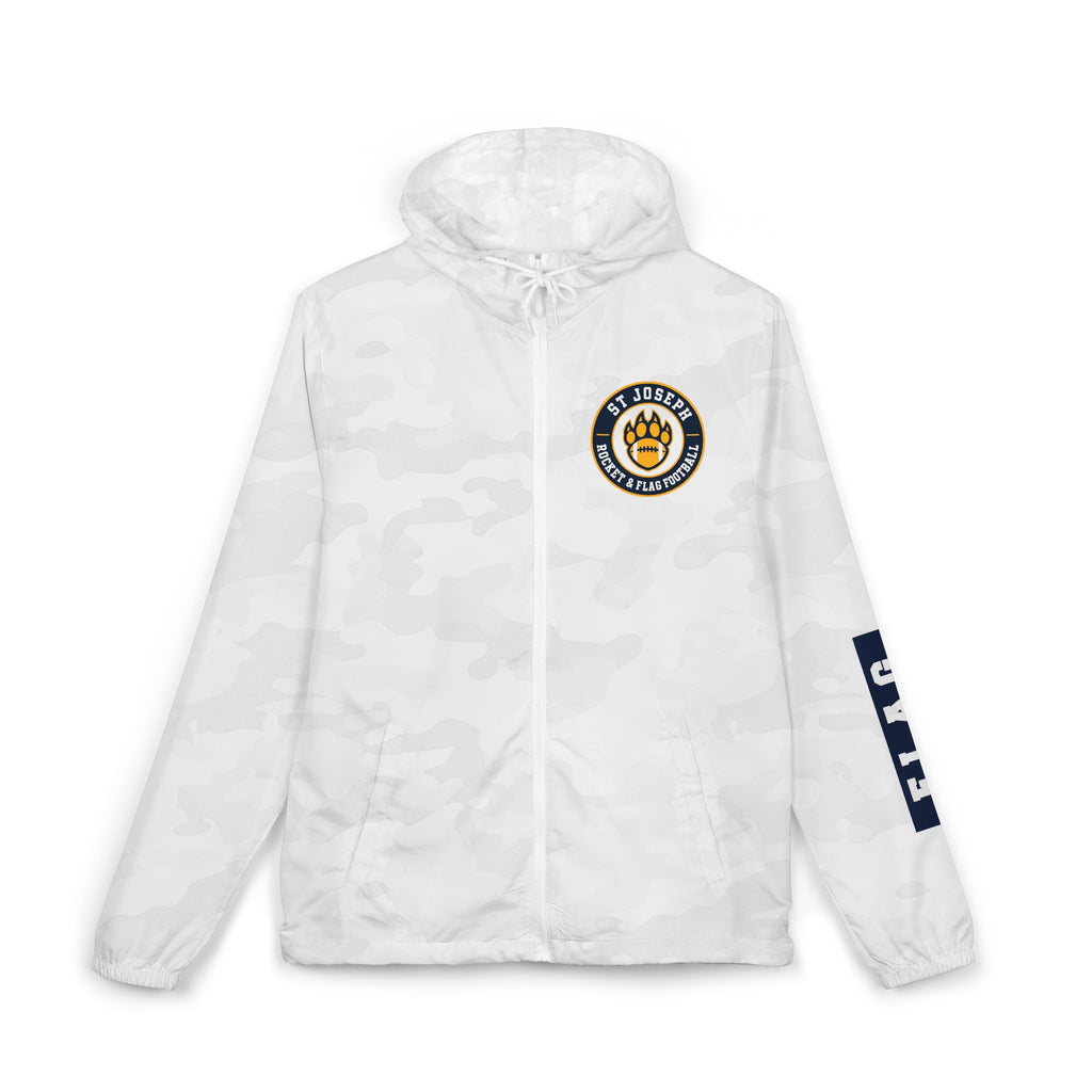 SJ Rocket Football- Windbreaker Jacket – White Camo "SJ" Full-Zip Hooded Jacket