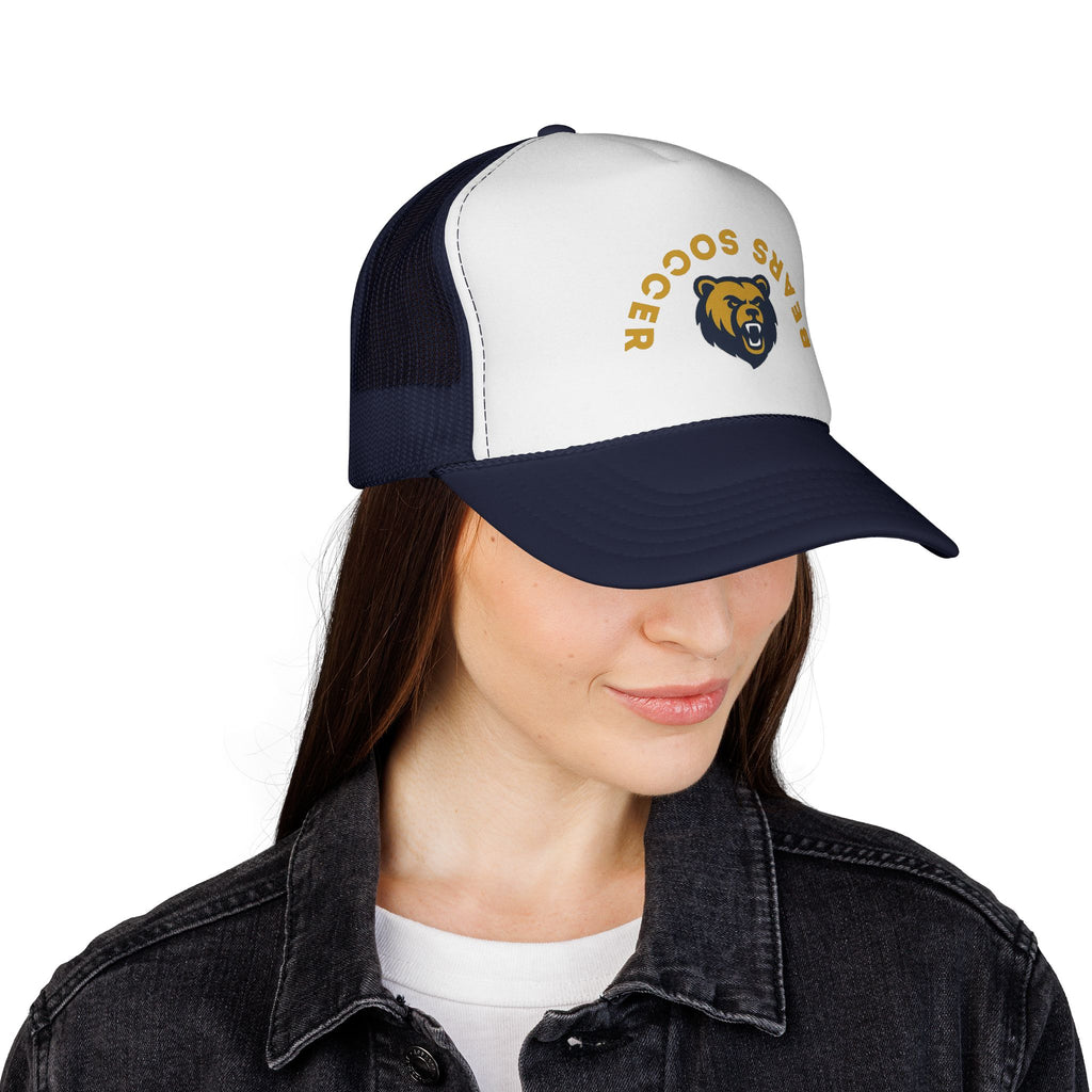 Bear Soccer Trucker Cap – Vintage Mascot Mesh Baseball Hat