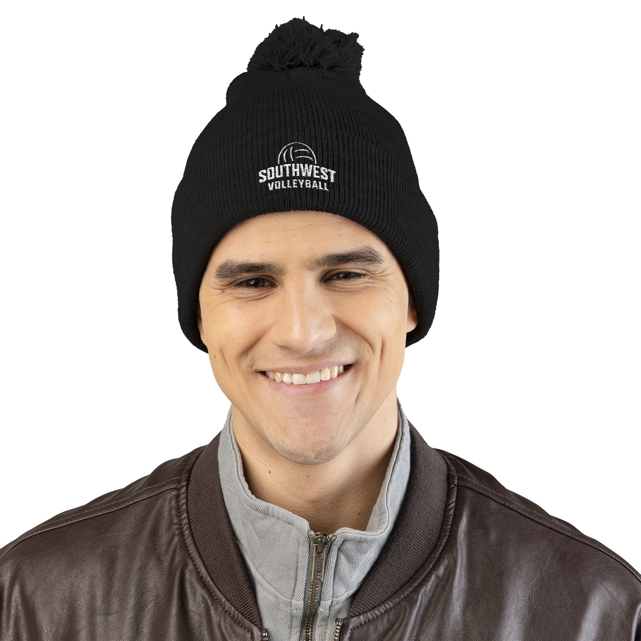 SWVB - Pom-Pom Knit Cap (Embroidered) Black
