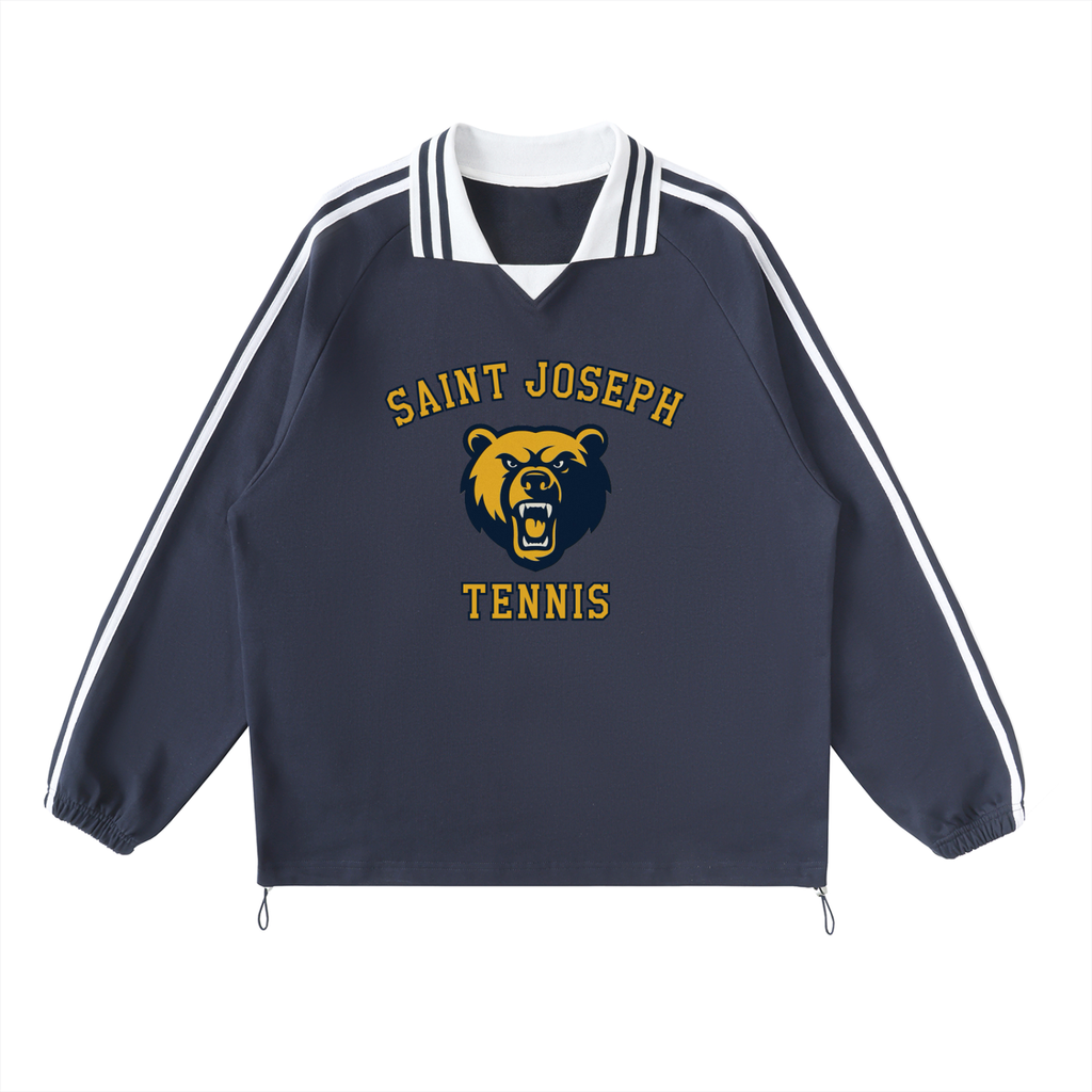 Bears Tennis - Striped Lapel Collar Sweatshirt