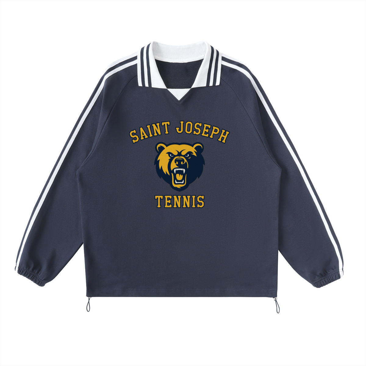 Bears Tennis - Striped Lapel Collar Sweatshirt