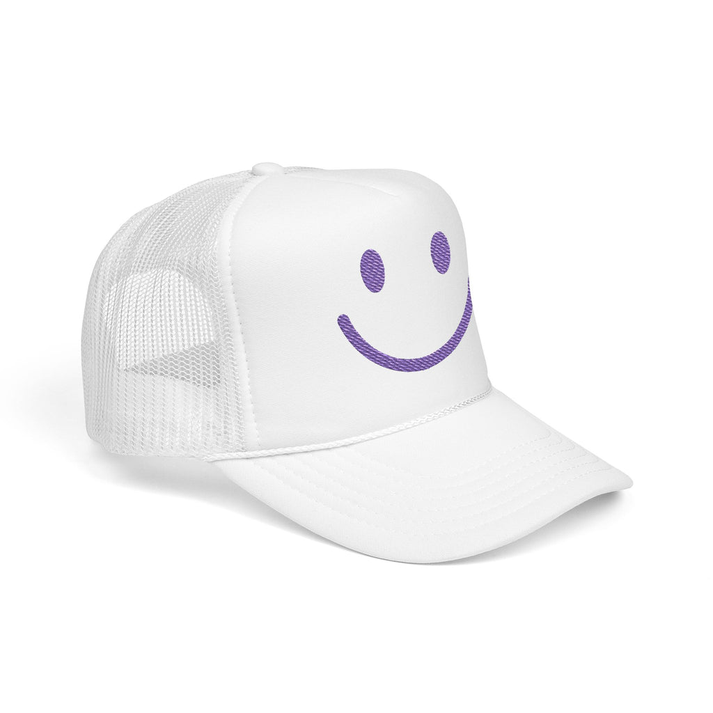 MW25 - Smiley Foam Trucker Hat, Embroidered Cap
