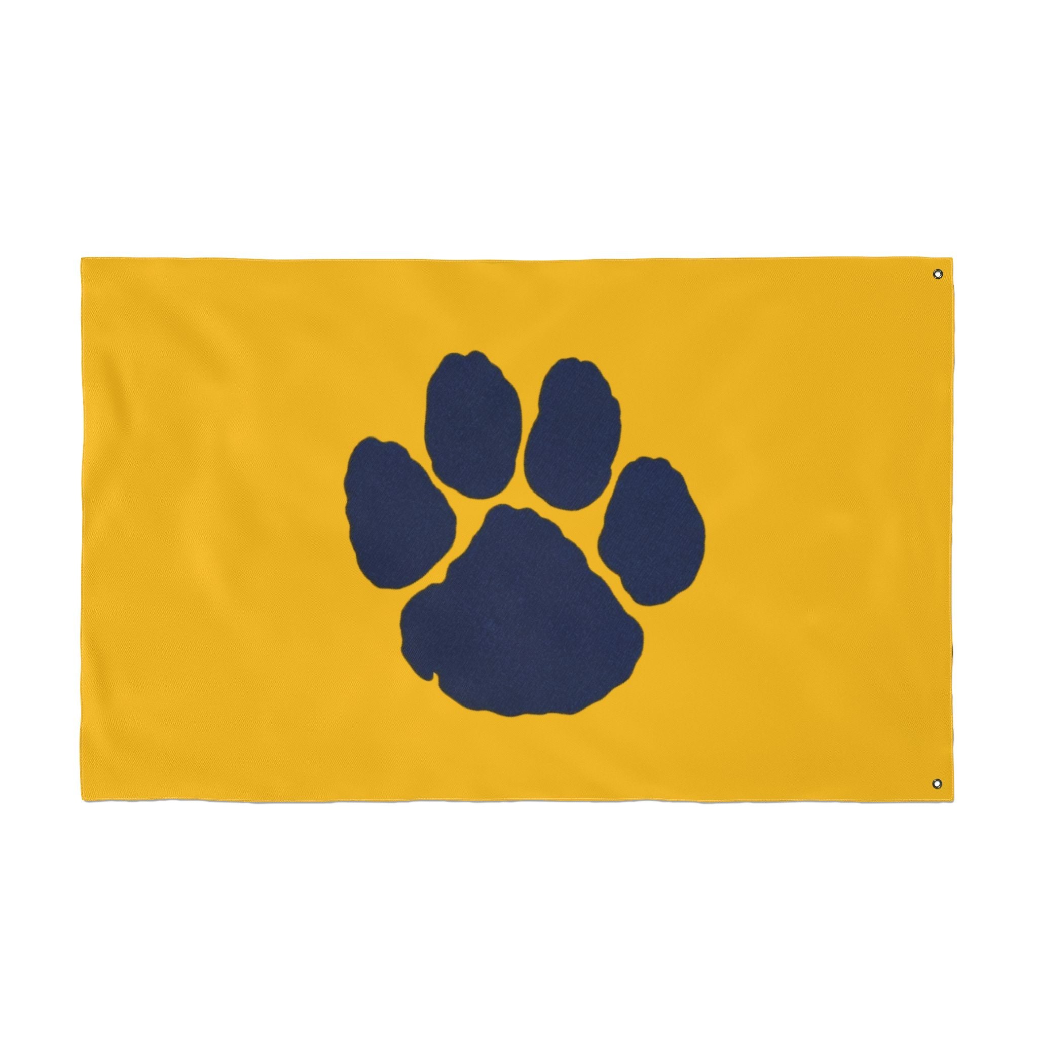 SJ Bears Navy Paw Print Double-Sided Flag — Yellow Outdoor School Spirit Banner