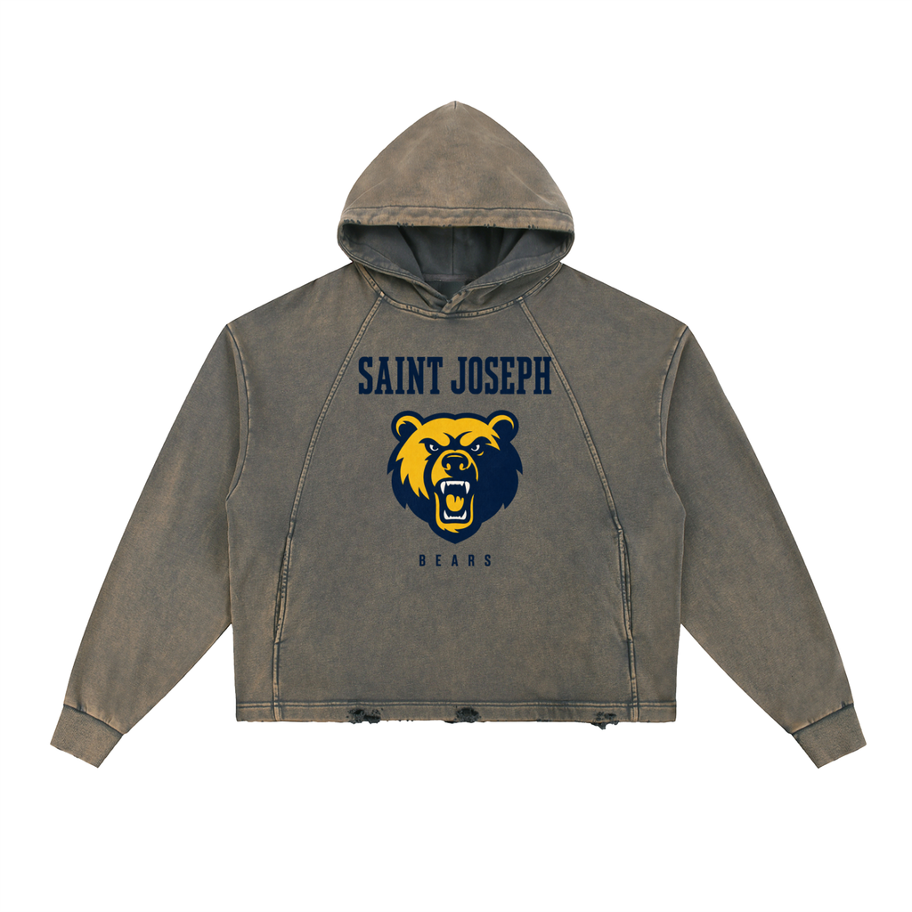 Bears Tennis - Vintage Washed Frayed-Hem Hoodie