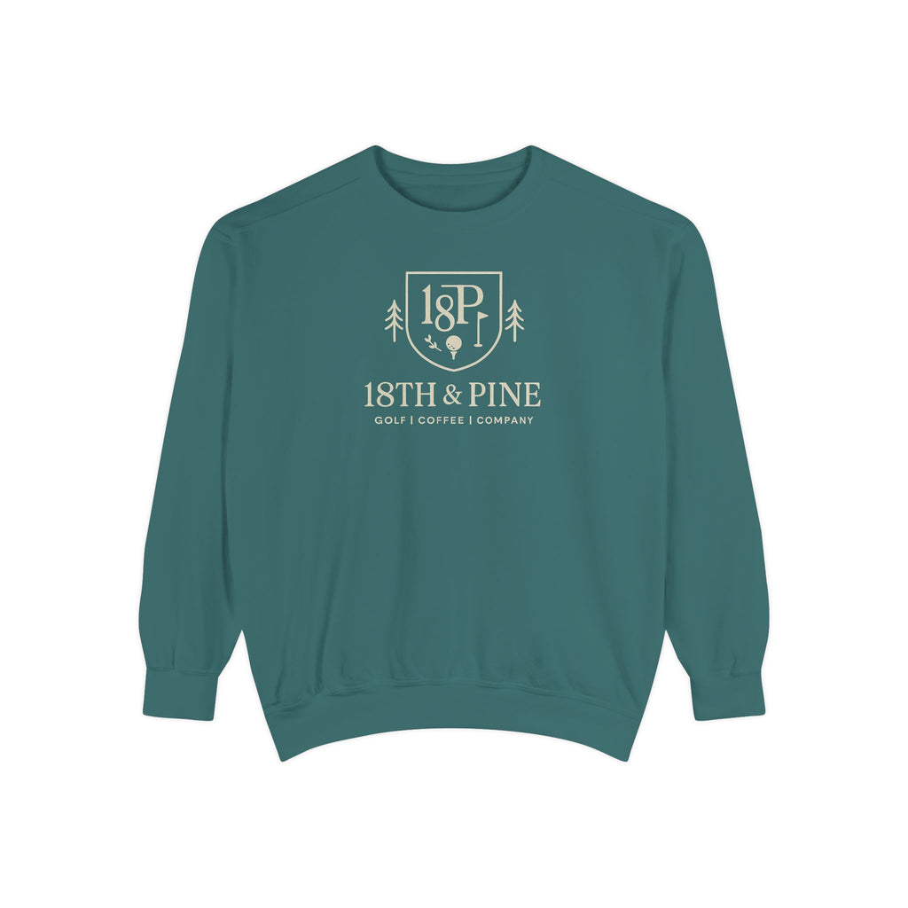 Unisex Golf Sweatshirt Coffee & Pine Club Pullover, Cozy Cabincore Crewneck, Gift for Golfer, Fall Outdoor Hiking Aesthetic
