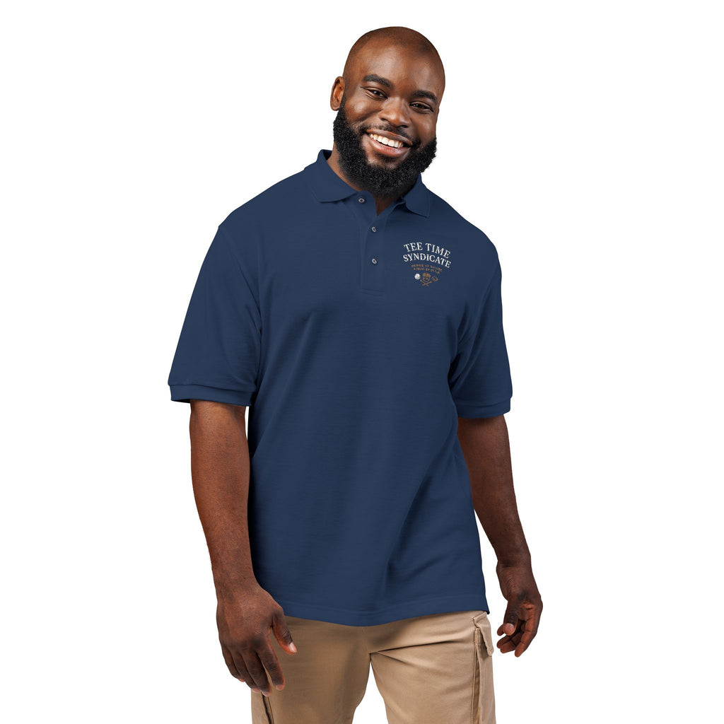 Tee Time Syndicate Golf Polo Embroidered Clubcore Shirt, Prepcore 2.0 Mens Polo, Quiet Luxury Gift for Golfer, Navy Unisex Fit